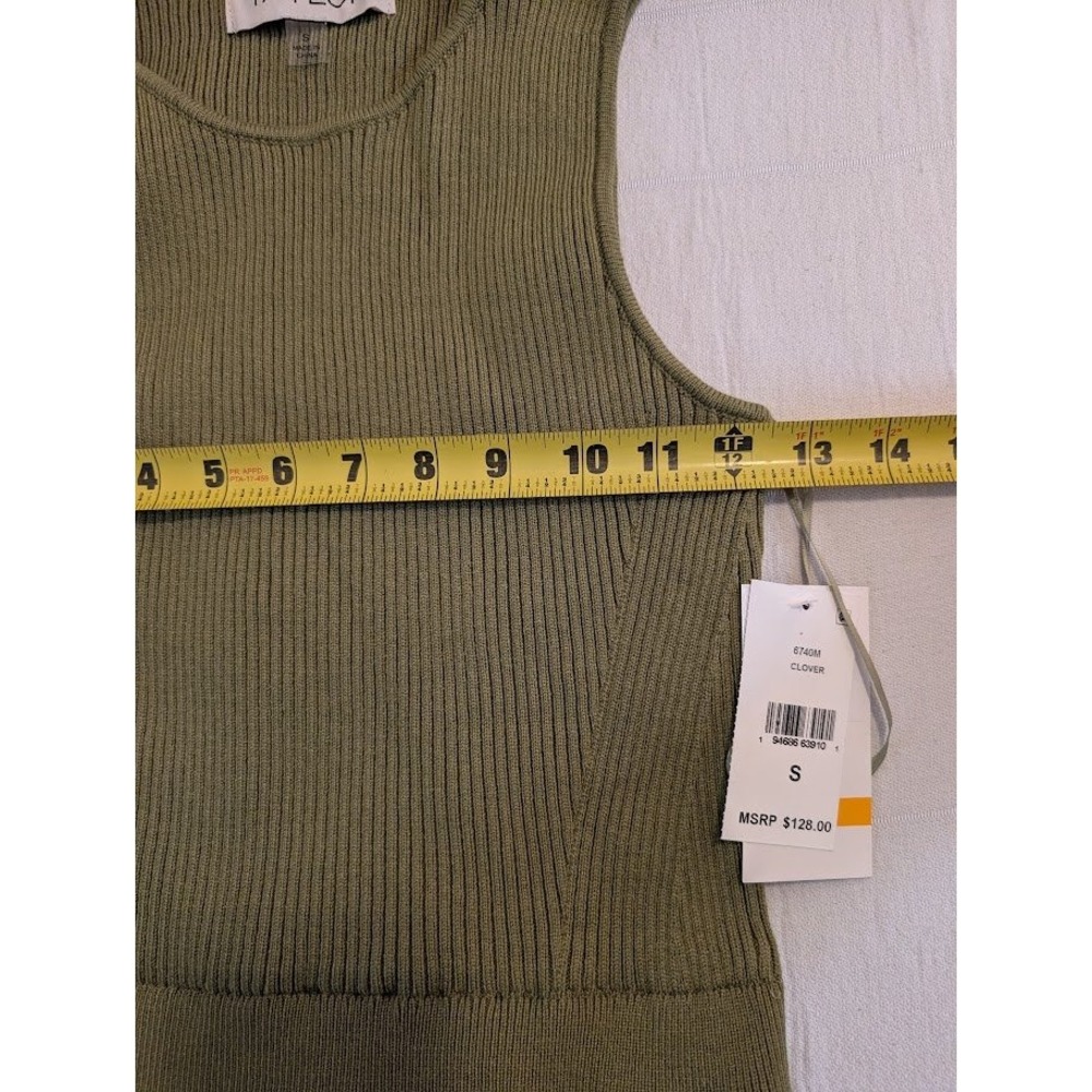 Taylor Mixed Media Olive Green‎ Sleeveless Maxi Dress Knit Top New Size S - Picture 6 of 7